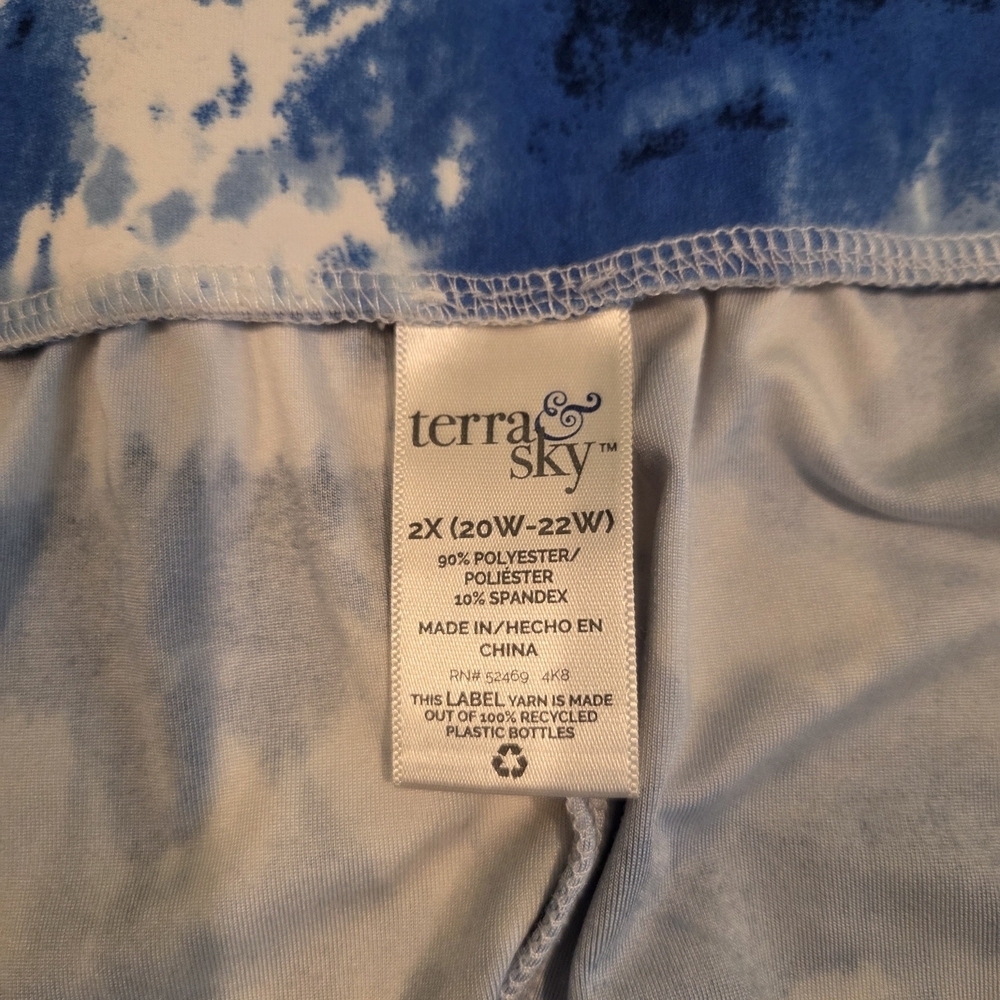 Terra & Sky Blue Tie-dye Patterned Maxi Skirt Elastic Waist Size 2X - Picture 11 of 11